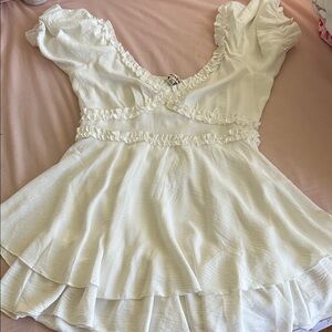 White Ruffled Romper Dress